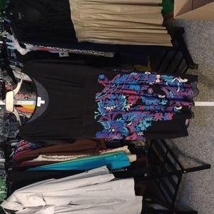 Fashion Bug, black floral empire waist dress, size large